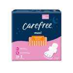 Carefree Overnight Maxi 28 pads with wings.