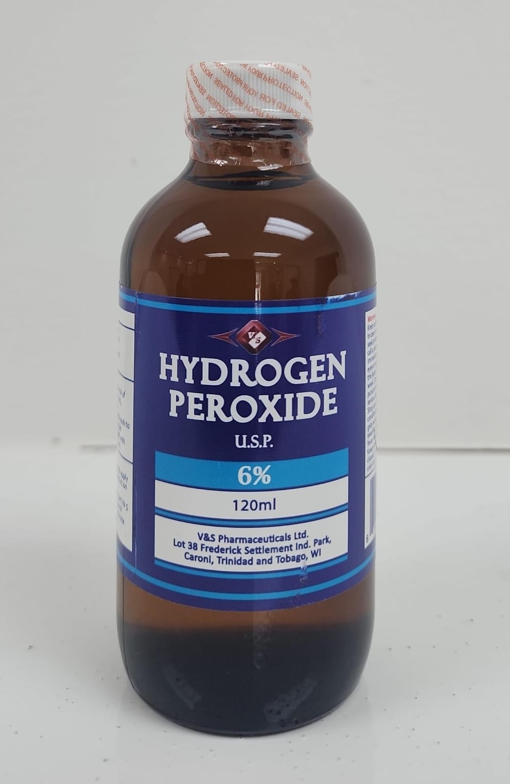 Hydrogen Peroxide 6% 120mL V&S Glass bottle