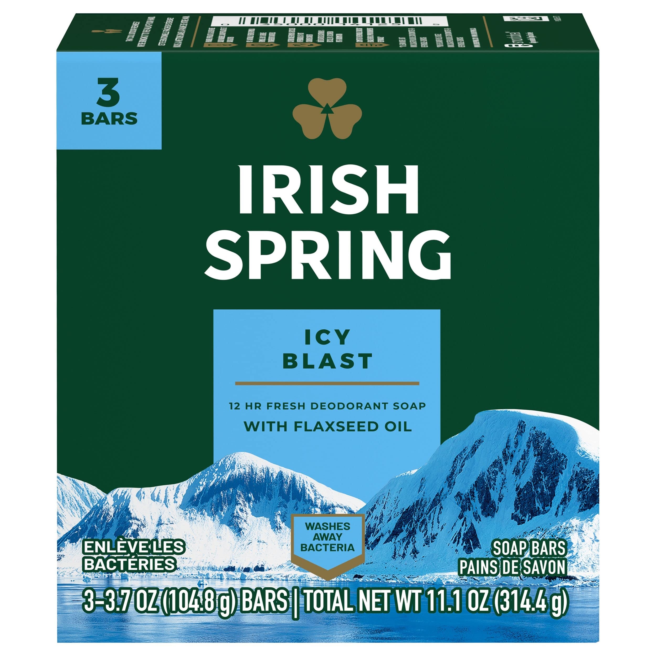 Irish Spring Icy Blast Soap 104.8g Each 3 Pack
