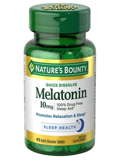 Melatonin 10mg Nature's Bounty 45 Tablets.