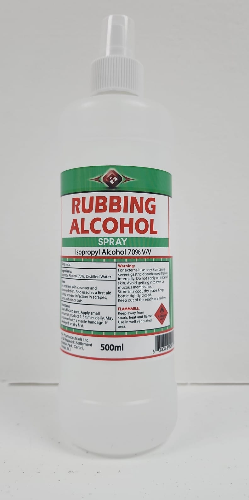 Rubbing Alcohol 500ml V&S With Spray Cap