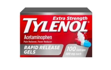 Tylenol Rapid Release Gels. Acetaminophen 500mg